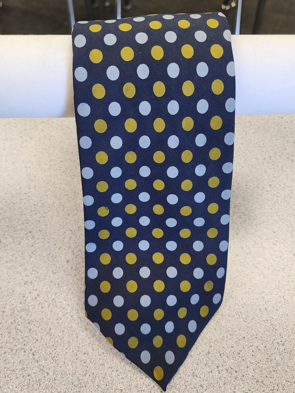 Vintage Liberty of London Silk Tie Polka Dot Blue Olive Printed in England